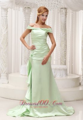 Plus Size Off The Shoulder Yellow Green Mother Of The Bride Dress For 2013 Taffeta and Brush Train