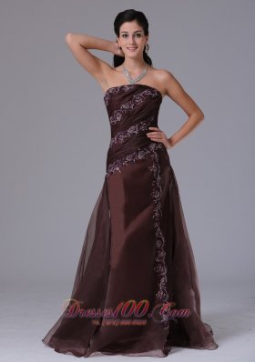 Plus Size Wholesale Brown Column Appliques Decorate 2013 Prom Celebity Dress With Strapless In Bloomfield Connecticut