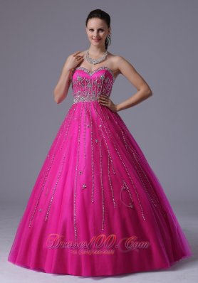 Plus Size Custom Made Fuchsia A-line Beaded Decorate Prom Dress With Sweetheart In Arizona