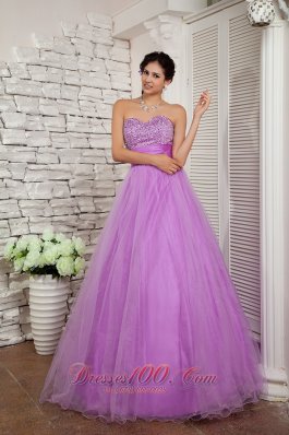 Plus Size 2013 Lavender Prom Dress A-line Sweetheart Organza Beading Floor-length