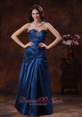 Designer Navy Blue Sweetheart Prom Dress With Beaded Decorate On Taffeta In Opelika Alabama