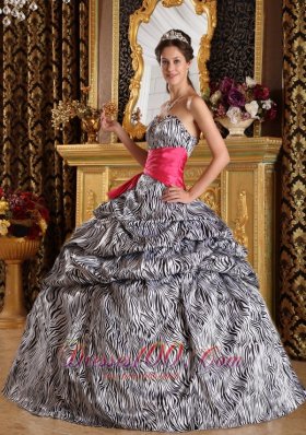 New Popular Quinceanera Dress Sweetheart Floor-length Zebra Ball Gown
