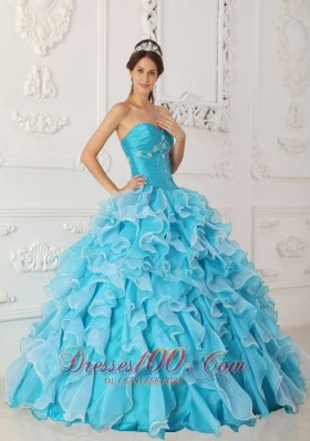 New Classical Sky Blue Quinceanera Dress Sweetheart Taffeta and Organza Beading A-Line / Princess
