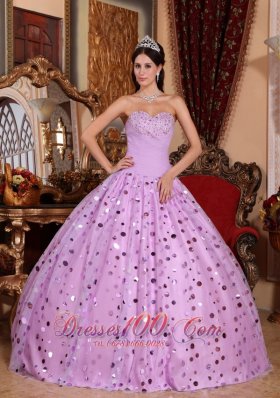 New Classical Lavender Quinceanera Dress Sweetheart Tulle Sequins Ball Gown