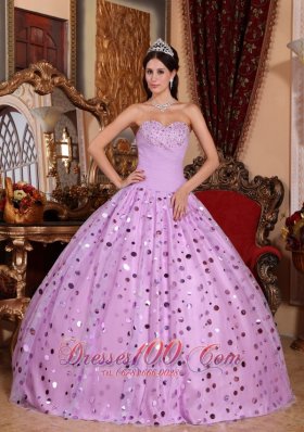New Classical Lavender Quinceanera Dress Sweetheart Tulle Sequins Ball Gown