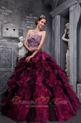 New Best Fuchsia and Black Quinceanera Dress Leopard Print and Ruffles and Beading Ball Gown