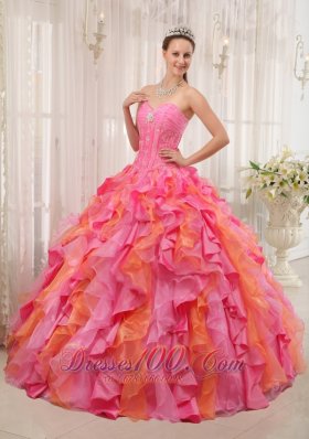 Popular Elegant Multi-color Quinceanera Dress Sweetheart Organza Appliques Ball Gown