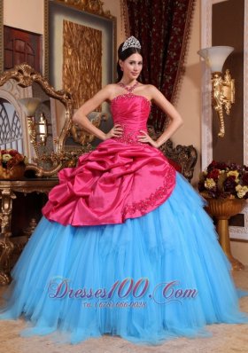 Brand New Red and Blue Quinceanera Dress Strapless Appliques with Beading Ball Gown