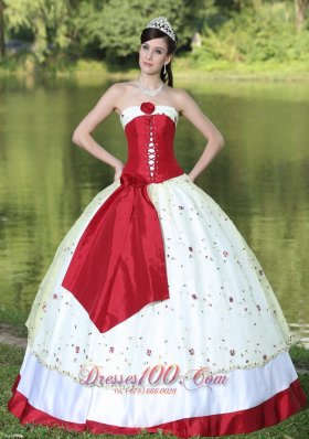 Flower Decorate Strapless Neckline Colorful Quinceanera Dress In New York