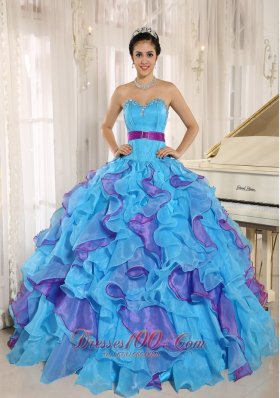 Stylish Multi-color Sweetheart Ruffles With Appliques 2013 Quinceanera Dress In Neuqu??n