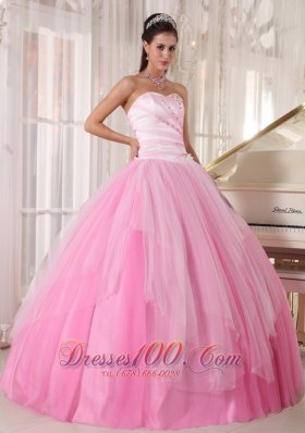 Perfect Pink Quinceanera Dress Sweetheart Tulle Beading Ball Gown Fashion