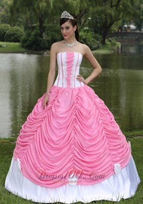 Custom Made Quinceanera Dress With Strapless Ball Gown Rose Pink and Pick-ups Fashion