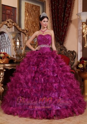 Brand New Dark Purple Quinceanera Dress Sweetheart Organza Beading Ball Gown Plus Size