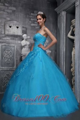 New Baby Blue Quinceanera Dress Sweetheart Taffeta and Tulle Beading and Appliques Ball Gown Pretty
