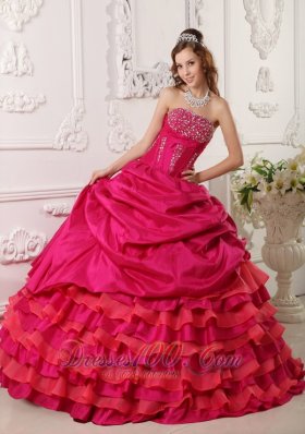 Affordable Red Quinceanera Dress StraplessTaffeta Beading Ball Gown
