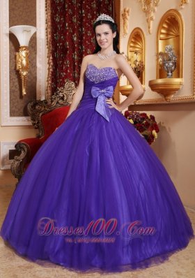Puffy Best Purple Ball Gown Sweetheart Tulle and Tafftea Beading Quinceanera Dress
