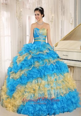 2013 Stylish Multi-color 2013 Quinceanera Dress Ruffles With Appliques Sweetheart In Neuqun