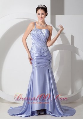 Best Customize Lilac Prom Dress Column One Shoulder