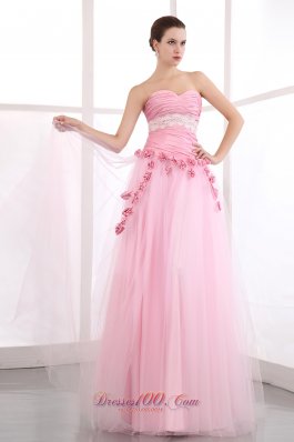 Best Pink Sweetheart Taffeta and Tulle Prom Dress with Appliques