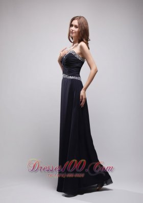 On Sale Black Column Sweetheart Floor-length Chiffon Sequins Prom / Evening Dress