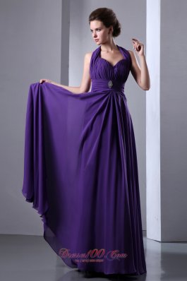 On Sale Purple Empire Halter Top Prom Dress Backless Chiffon Beading