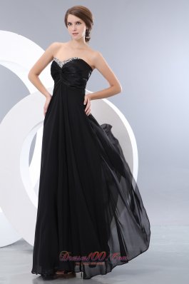 On Sale Exquisite Black Empire Sweetheart Beading Little Back Dress Floor-length Chiffon
