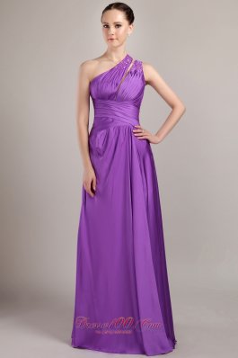 On Sale Purple Empire One Shoulder Floor-length Taffeta Beading Prom Dress