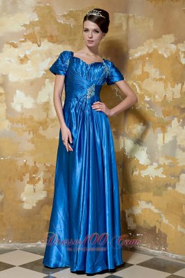 On Sale Blue Empire Sweetheart Floor-length Taffeta Beading Prom Dress