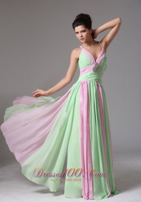 2013 New Haven Connecticut Multi-color Spagetti Straps Ruched Bodice Prom Dress With Beading