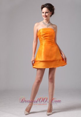 Simple Orange Ruch Satin Mini-length Club Cocktail Dress In Blue Ridge Georgia