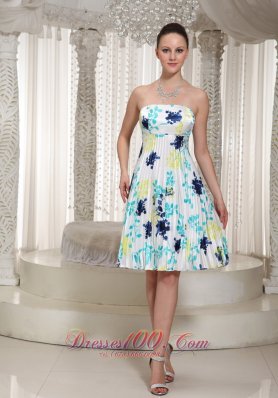 Elegant Prom Dress With Printing Strapless Neckline Knee-Length