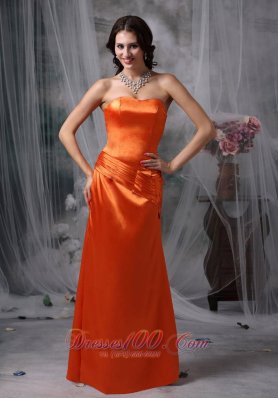 Elegant Orange Red Prom Dress Column / Sheath Strapless