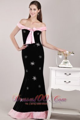 Black Mermaid Off The Shoulder Brush Train Christmas Prom / Evening Dress
