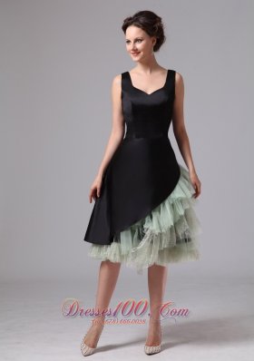 Atlanta Georgia Black and Green Straps Knee-length Mother Of The Bride Dress