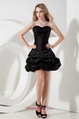 Black A-line / Princess Sweetheart Sequins Little Black Dress Mini-length Taffeta