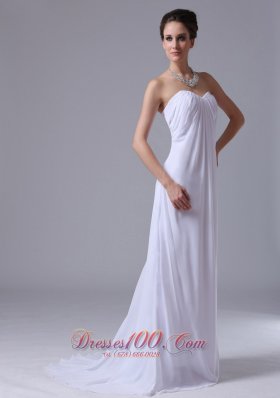 Customize Empire Beach / Destination Chiffon Sweetheart Wedding Dress Zipper-up