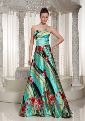 Colorful Printing Sweetheart A-line Prom Dress With Floor-length