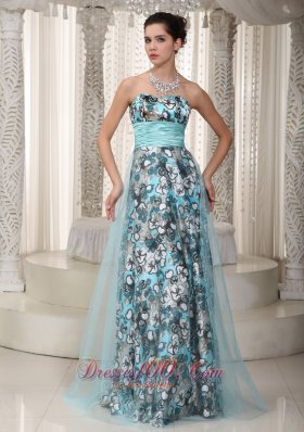 Brand New Empire Sweetheart Floor-length Print and Tulle Ruched Prom Dress