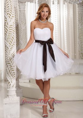 Simple Sash Sweetheart With Ruch Bodice Organza Knee-length Prom Dress For Summer  Dama Dresses