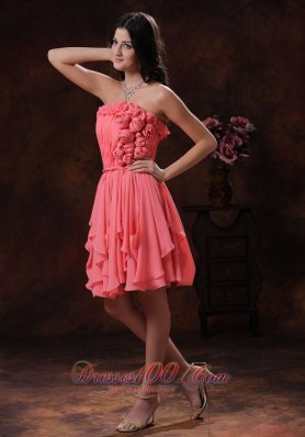 Watermelon Flowers Decorate Chiffon Short Homecoming Dress In Prescott Valley Arizona  Dama Dresses