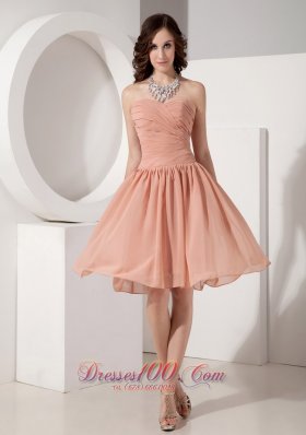 Customize Simple Empire Sweetheart Chiffon Ruched Evening Dress Knee-length  Dama Dresses
