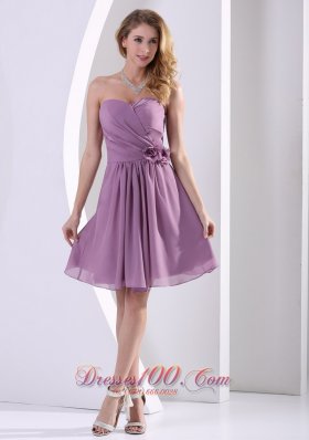 Customize Sweetheart Hand Made Flower and Ruch Bridesmaid Dress Dark Purple Chiffon  Dama Dresses