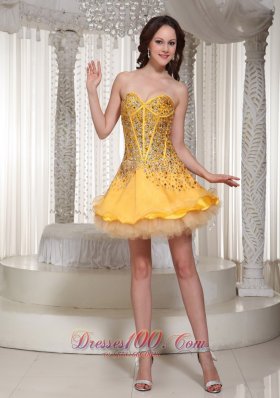 2013 The Brand New Sweetheart Gold Beaded Drocrate Prom / Cocktail Dress 2013