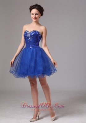 2013 Royal Blue Sweetheart Beaded Mini-length Club Cocktail Dress In Jonesboro Georgia