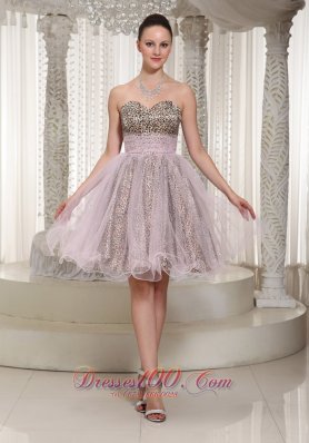 Cheap Knee-length Sweetheart Leopard and Organza Prom Dress 2013
