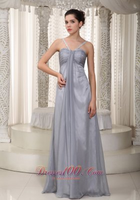 2013 Gray Empire Straps Floor-length Chiffon Beading Prom / Pageant Dress