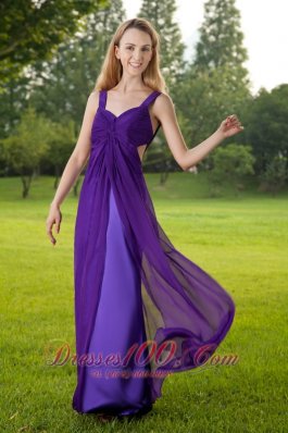 2013 Purple Empire Straps Floor-length Chiffon and Taffeta Ruch Prom Dress
