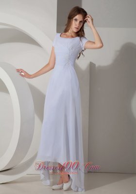 Discount Romantic Empire Scoop Beach Wedding Dress Ankle-length Chiffon Beading