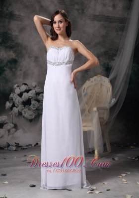 Discount White Empire Sweetheart Beach Wedding Dress Chiffon Beading Brush Train