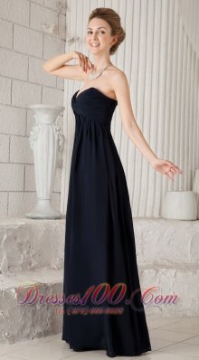 Discount Navy Blue Empire Sweetheart Floor-length Chiffon Ruch Bridesmaid Dress